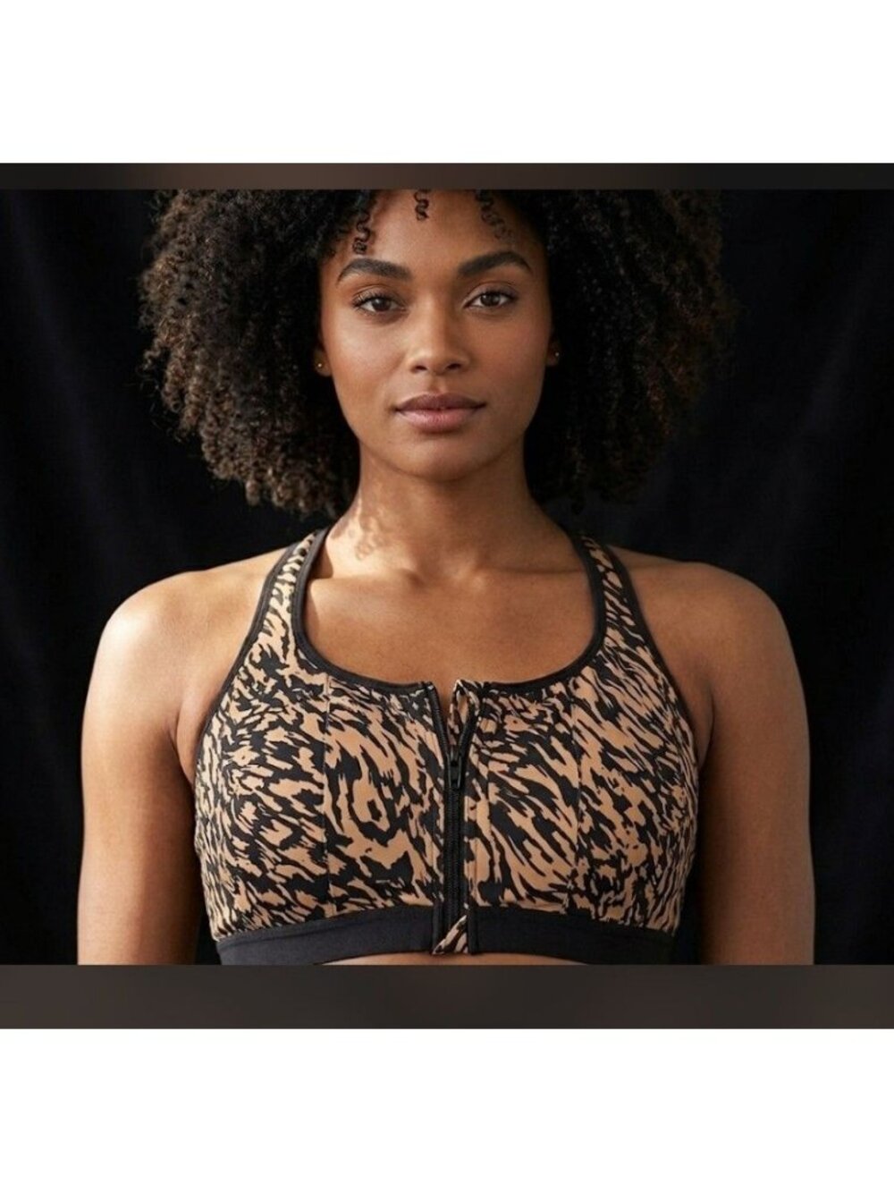 Avenue Body Bra Sports Zip Animal Print Razor Back Women Size 46C